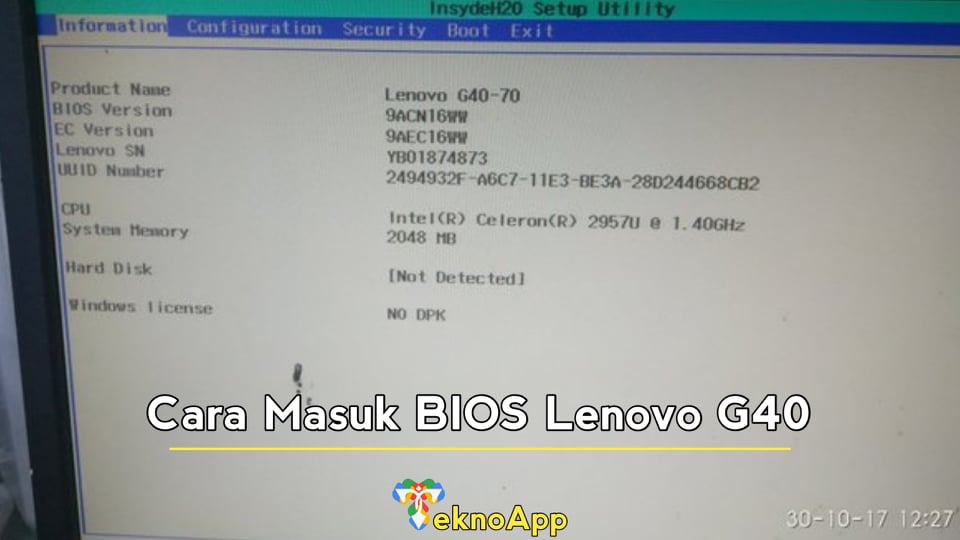 cara masuk bios lenovo g40