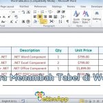 cara menambah tabel di word