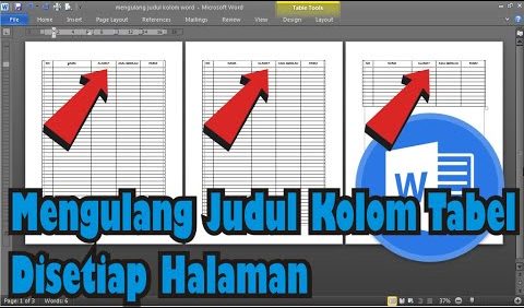 cara mengulang judul tabel di word