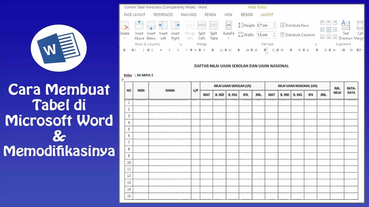 langkah-langkah membuat tabel pada microsoft word