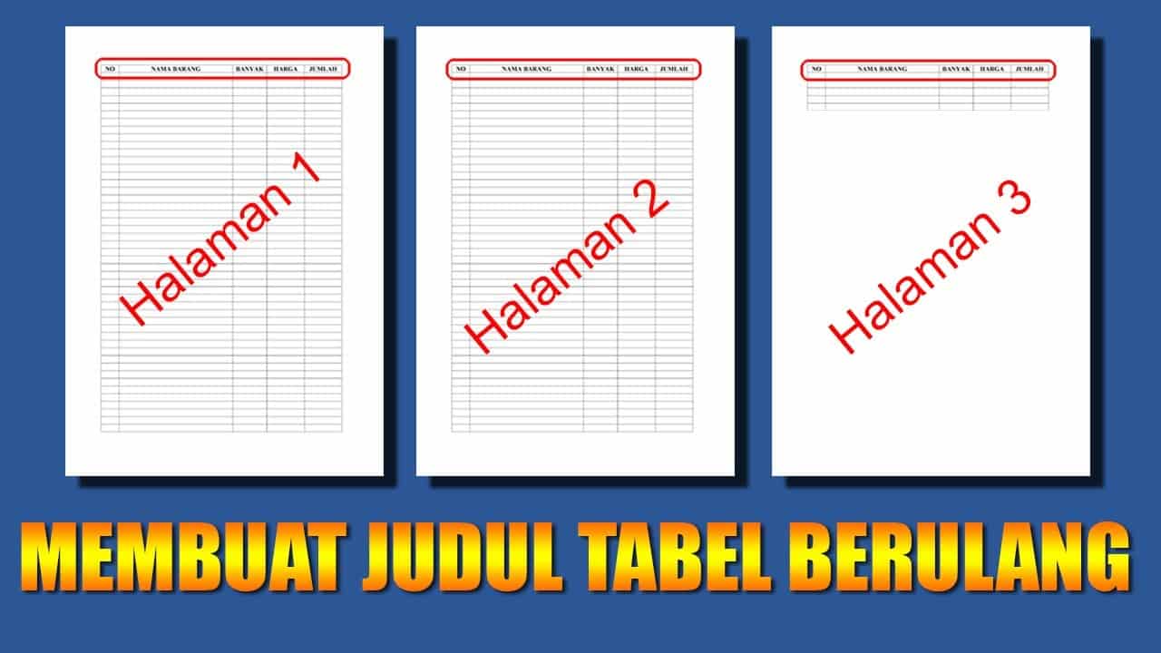 membuat judul tabel berulang di word