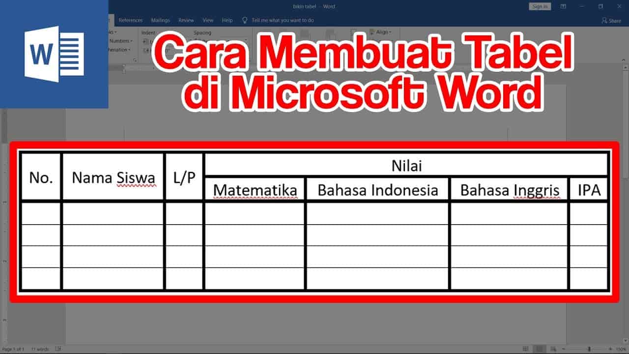 Untuk Membuat Tabel di Word Adalah