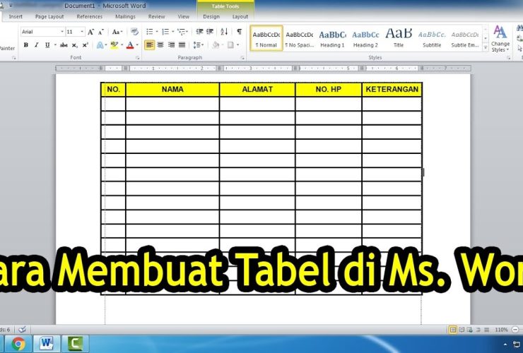 Cara Membuat Tabel Pada Microsoft Word