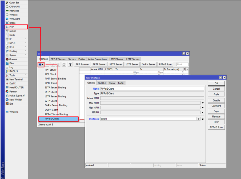 Setting PPPoE Client di Mikrotik