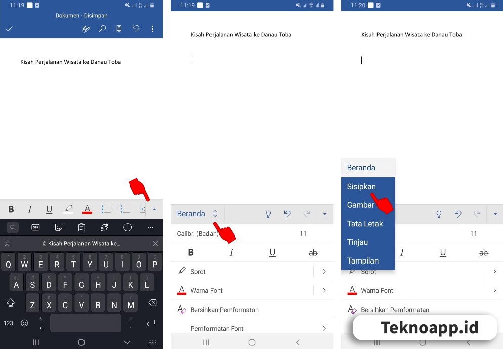 Cara Menambahkan Gambar di Microsoft Word Android