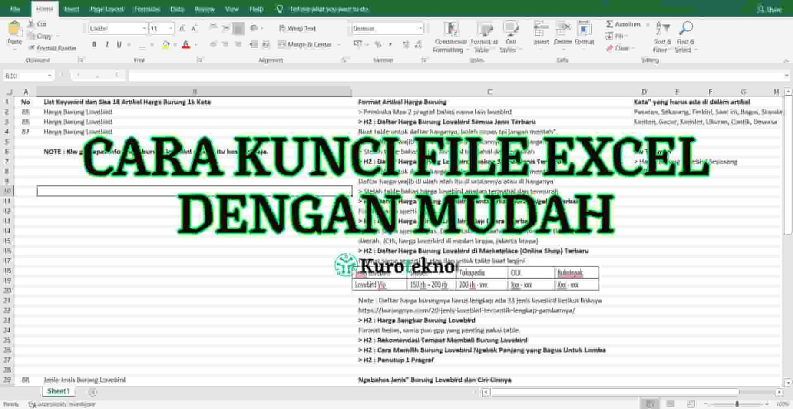 Cara Kunci File Excel