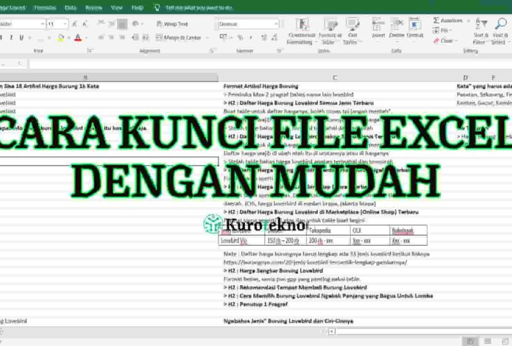 Cara Kunci File Excel