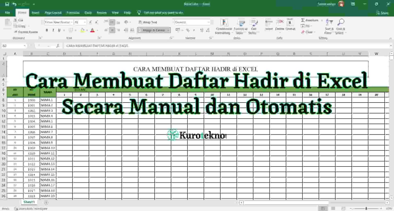 Cara Membuat Daftar Hadir di Excel