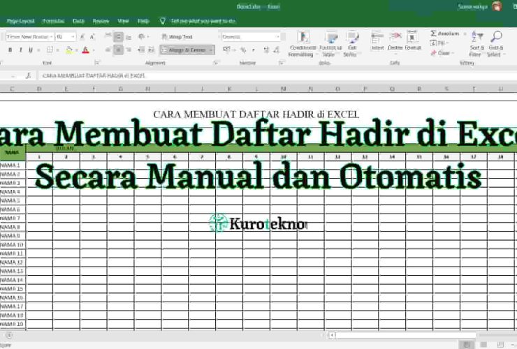 Cara Membuat Daftar Hadir di Excel