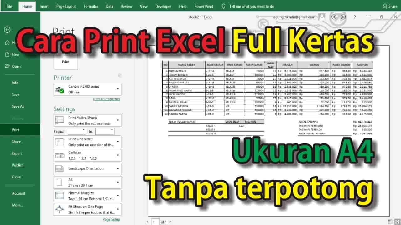 Cara Print Excel Agar Full Kertas A4 dengan Gampang