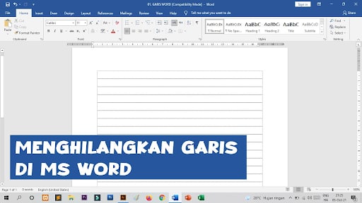 Menghilangkan garis di word